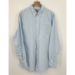 Duluth Trading Wrinkle Fighter Button Up Shirt Men XL Tall Light Blue Long Sleev